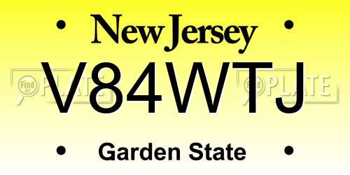 V84WTJ New Jersey License Plate