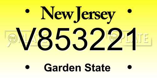 V853221 New Jersey License Plate
