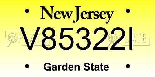 V85322I New Jersey License Plate