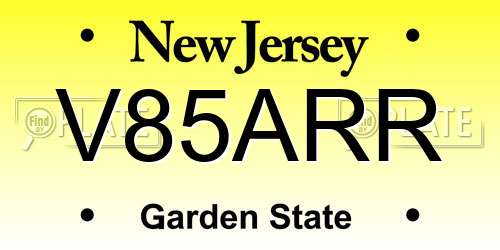 V85ARR New Jersey License Plate