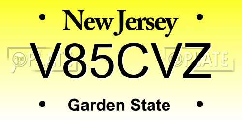 V85CVZ New Jersey License Plate