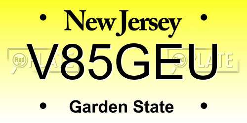 V85GEU New Jersey License Plate