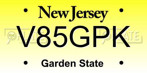 V85GPK New Jersey License Plate