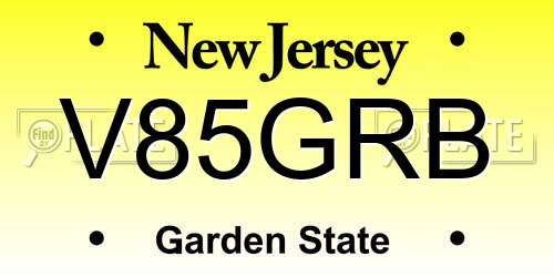 V85GRB New Jersey License Plate