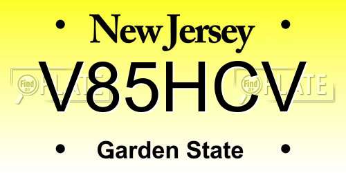 V85HCV New Jersey License Plate