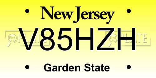 V85HZH New Jersey License Plate