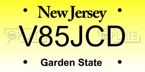 V85JCD New Jersey License Plate
