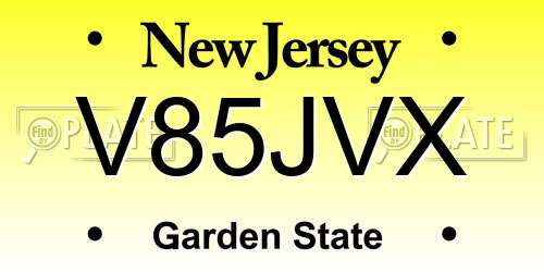 V85JVX New Jersey License Plate