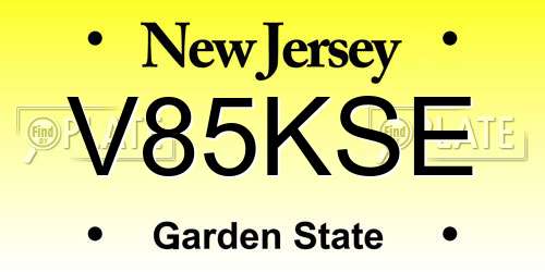 V85KSE New Jersey License Plate