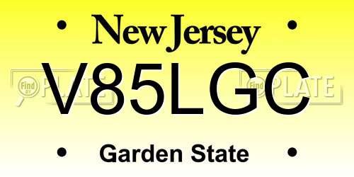 V85LGC New Jersey License Plate
