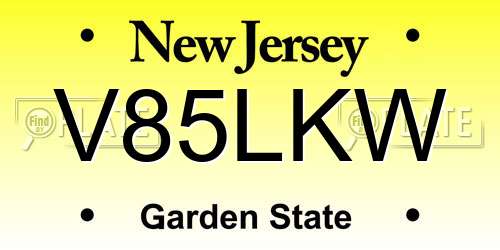 V85LKW New Jersey License Plate