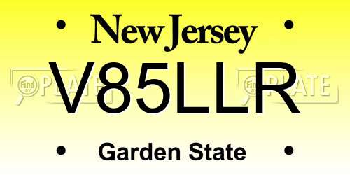 V85LLR New Jersey License Plate