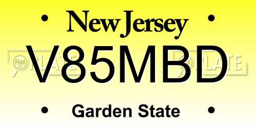 V85MBD New Jersey License Plate