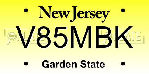 V85MBK New Jersey License Plate