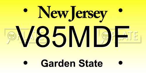 V85MDF New Jersey License Plate