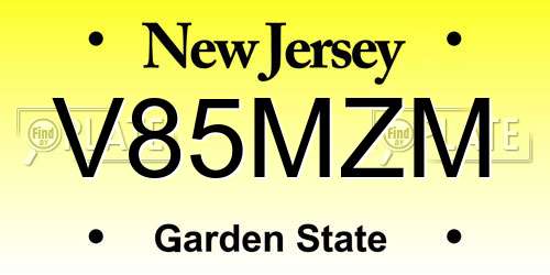 V85MZM New Jersey License Plate