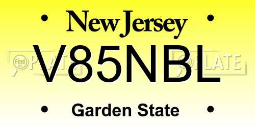 V85NBL New Jersey License Plate