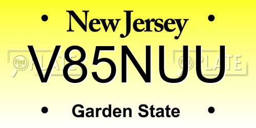 V85NUU New Jersey License Plate