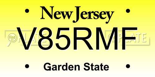 V85RMF New Jersey License Plate
