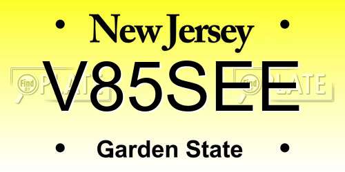 V85SEE New Jersey License Plate