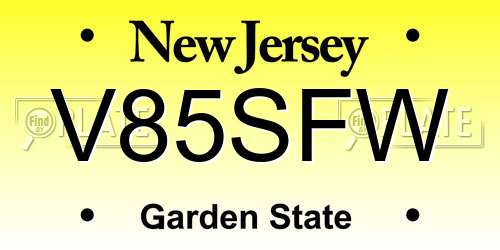 V85SFW New Jersey License Plate