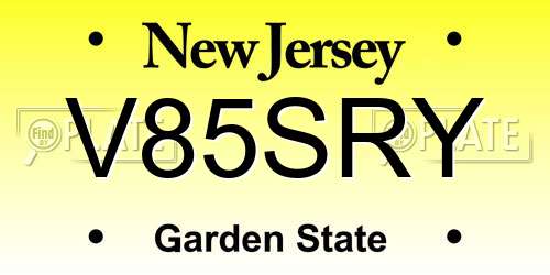 V85SRY New Jersey License Plate