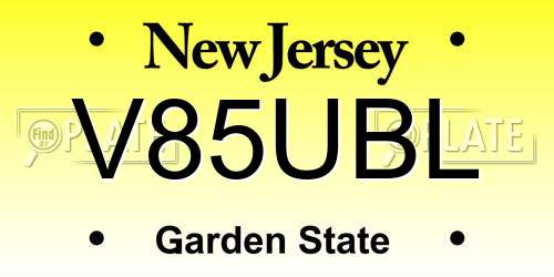 V85UBL New Jersey License Plate