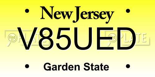 V85UED New Jersey License Plate