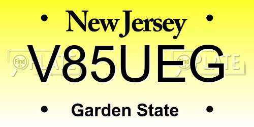 V85UEG New Jersey License Plate