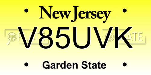 V85UVK New Jersey License Plate