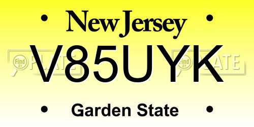V85UYK New Jersey License Plate