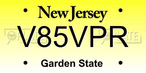 V85VPR New Jersey License Plate