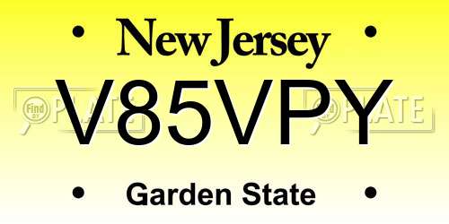 V85VPY New Jersey License Plate