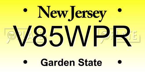 V85WPR New Jersey License Plate