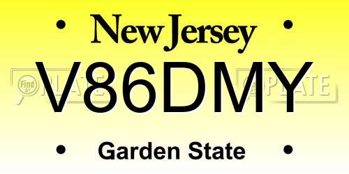 V86DMY New Jersey License Plate