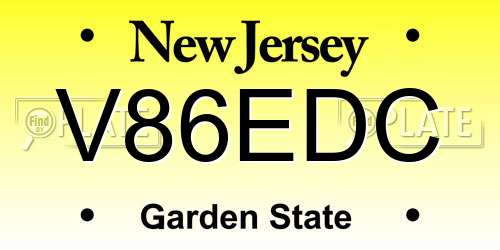 V86EDC New Jersey License Plate