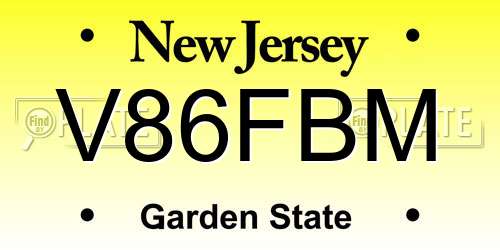 V86FBM New Jersey License Plate