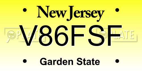 V86FSF New Jersey License Plate