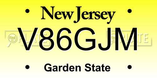 V86GJM New Jersey License Plate