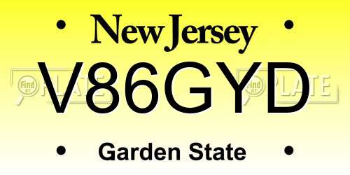 V86GYD New Jersey License Plate