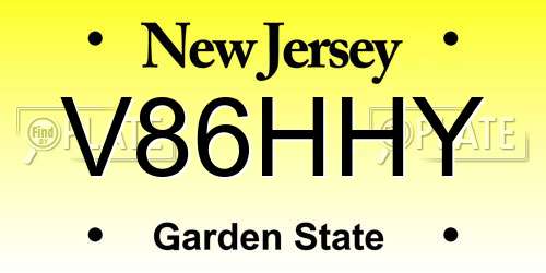 V86HHY New Jersey License Plate