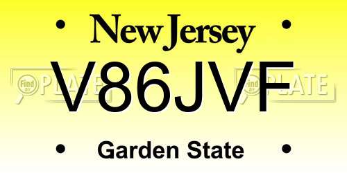 V86JVF New Jersey License Plate