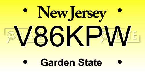 V86KPW New Jersey License Plate