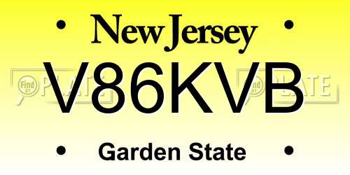 V86KVB New Jersey License Plate