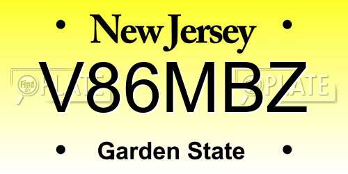 V86MBZ New Jersey License Plate