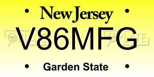 V86MFG New Jersey License Plate
