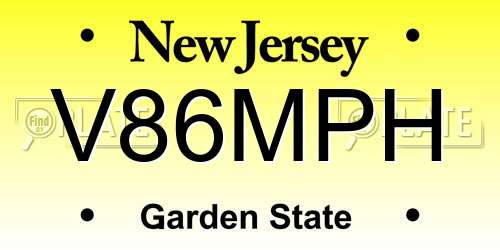 V86MPH New Jersey License Plate