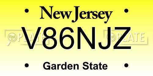 V86NJZ New Jersey License Plate