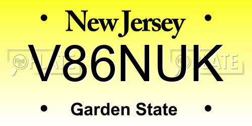V86NUK New Jersey License Plate