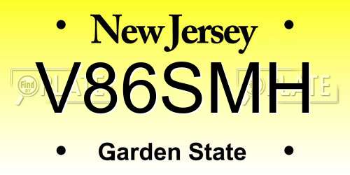V86SMH New Jersey License Plate